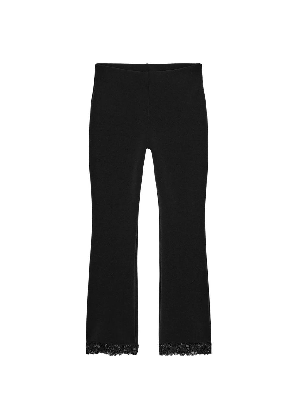 Zara Lace-Hem Stretch Knit Crop Flare Leggings